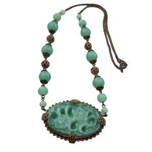 Antique Signed Czechoslovakia Peking Necklace (3350)